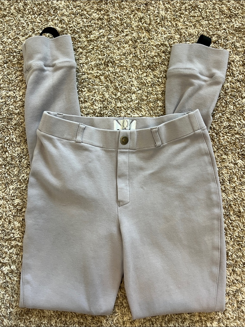 Girls Tuff Rider Light Gray High-Rise Equestrian Riding Knit Pants